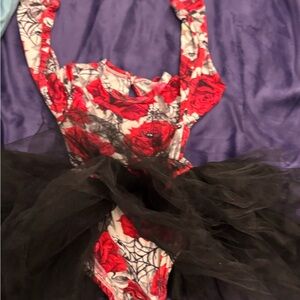 Bums and Roses Spider Rose Tulle Bodysuit Dress NWOT size 12-18 mos
